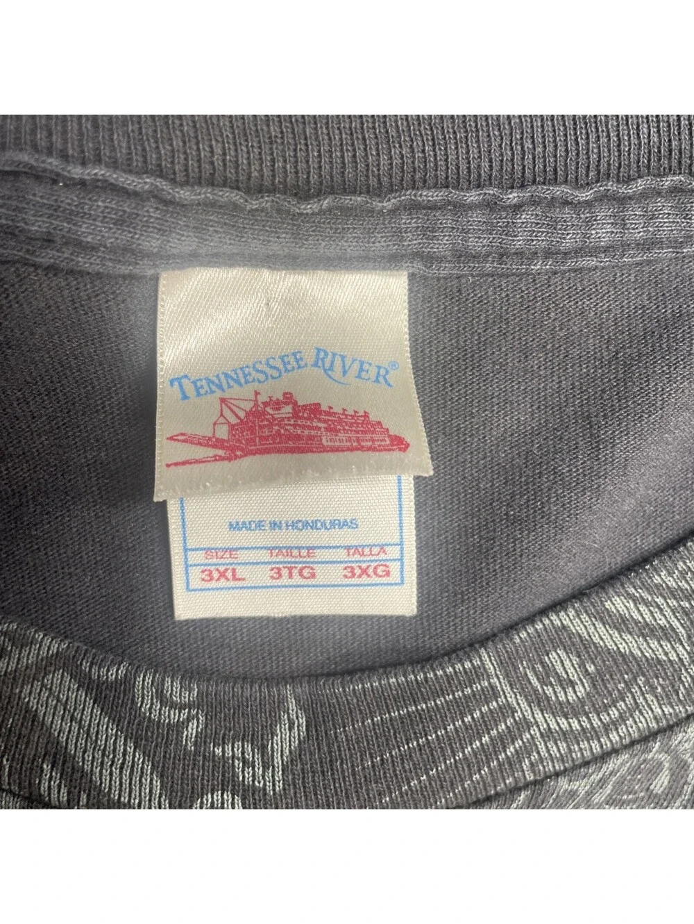 Tennessee River Y2K Skull Graphic Black Grey Shirt 3XL Short/Wide Double Stitch